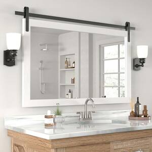 Farmhouse 26 in. W x 40 in. H Rectangle Framed Wall Bathroom Vanity Mirror in White