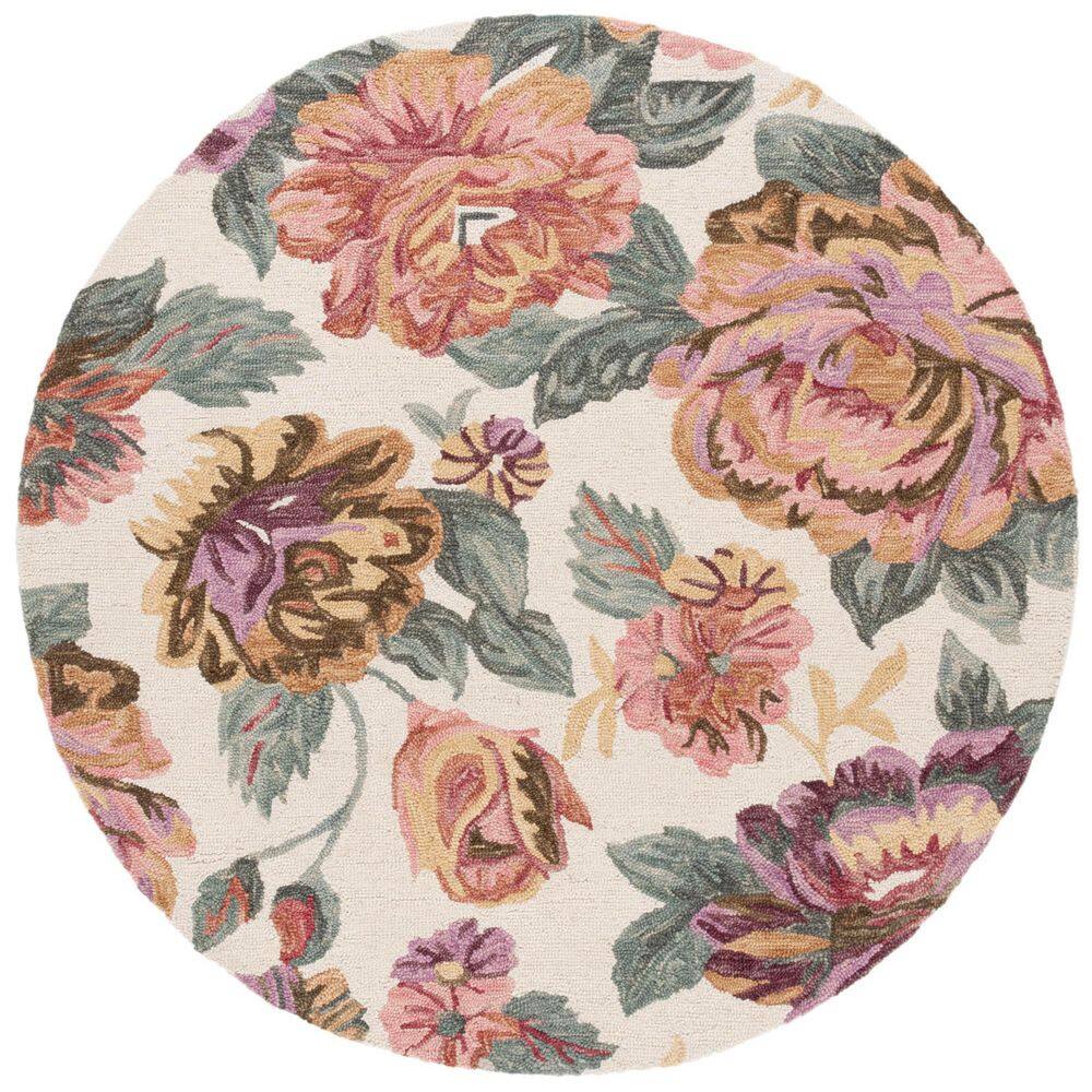 Jardin 6 ft. x 6 ft. Ivory/Red Floral Leaf Round Area Rug price history on PriceWatchPro
