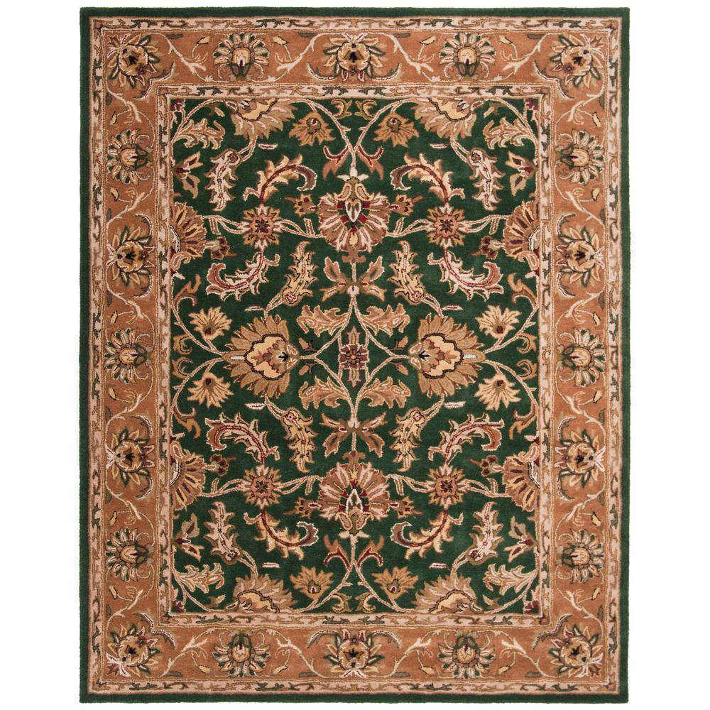 Handmade Dark Green and Gold Wool Tufted Area Rug