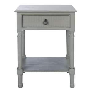 Haines 19 in. Gray Rectangle Wood End Table with Drawers