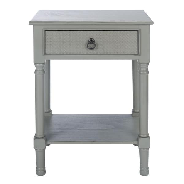 SAFAVIEH Haines 19 in. Gray Rectangle Wood End Table with Drawers