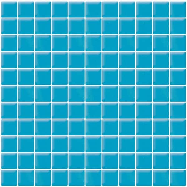 Apollo Tile Sea Blue 4 in. x 5 in. Polished Glass Mosaic Tile Sample (0.13 sq. ft./Piece)