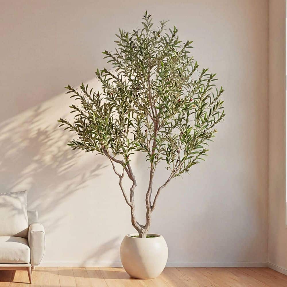 Romswi 8ft. Artificial Olive Tree Indoor/Outdoor, Faux Olive Plant in ...