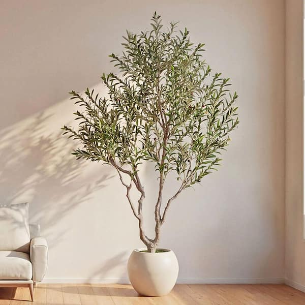 オリーブ☆ Romswi 8ft. Artificial Olive Tree Indoor/Outdoor, Faux Olive Plant