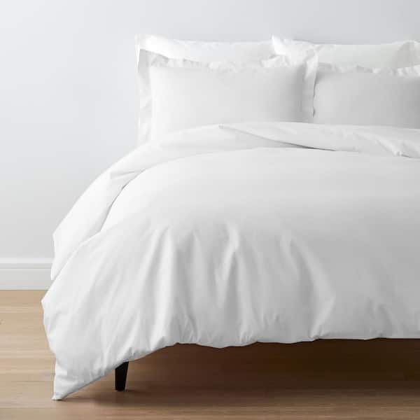 Company Cotton White Solid 300-Thread Count Cotton Percale King Duvet Cover