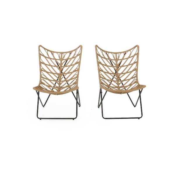 Noble House Broxon Light Brown Wicker Outdoor Lounge Chair (2-Pack)