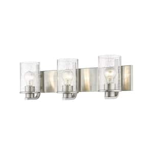 Beckett 23 in. 3-Light Brushed Nickel Vanity Light with Glass Shade