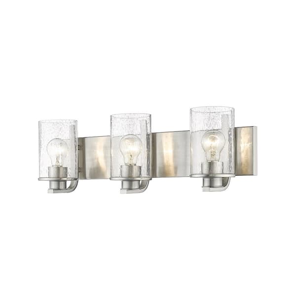 Unbranded Beckett 23 in. 3-Light Brushed Nickel Vanity Light with Glass Shade