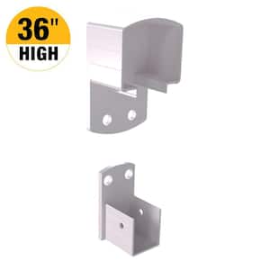 2 in. H x 3 in. W Aluminum Deck Railing Wall Mount Bracket Kit for 36 in. high system White