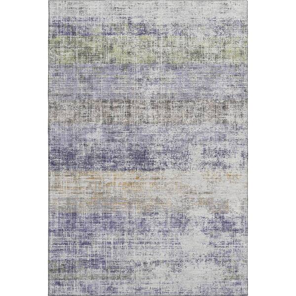 Mayfield Premium Machine Washable Abstract AMF2388 Lavender 5 ft. x 7 ft. 6 in. Area Rug