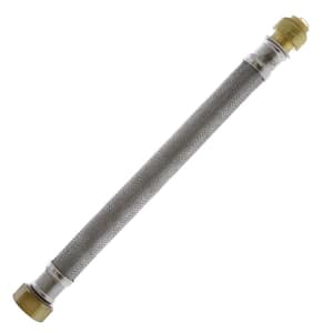 PlumBite 1/2 in. Push On x 3/4 in. FIP x 12 in. Length Braided Stainless Steel Connector for Water Heaters