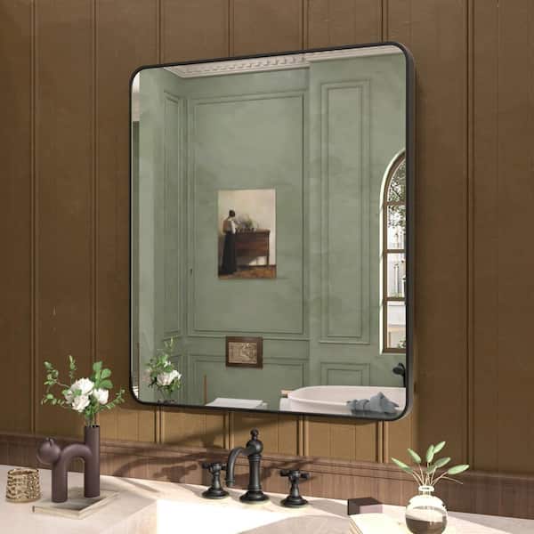 Cosy 30 in. W x 36 in. H Rectangular Framed Wall Bathroom Vanity Mirror in matte Black