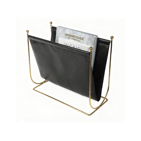 Black 15 in x 14 in Metal Freestanding Magazine Rack