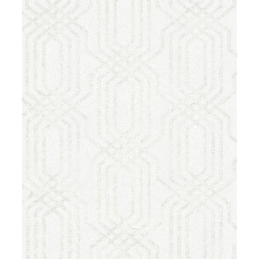 Hotel Collection White Embossed Geometric Trellis Glitter Finish Non-Pasted