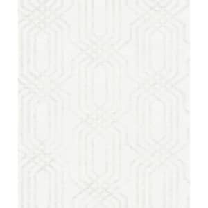 Hotel Collection White Embossed Geometric Trellis Glitter Finish Non-Pasted Non-Woven Wallpaper Roll