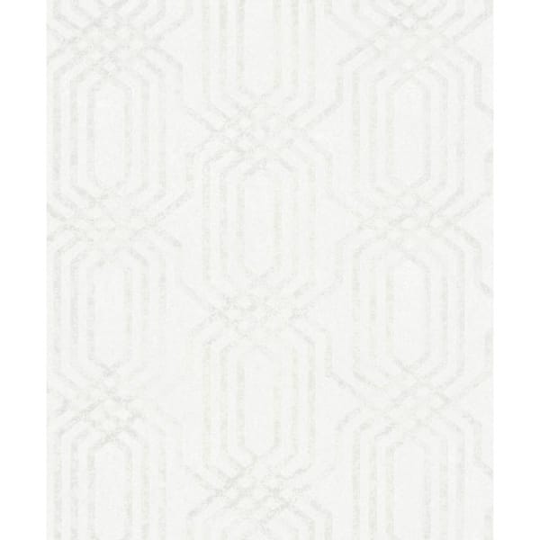 Unbranded Hotel Collection White Embossed Geometric Trellis Glitter Finish Non-Pasted Non-Woven Wallpaper Sample