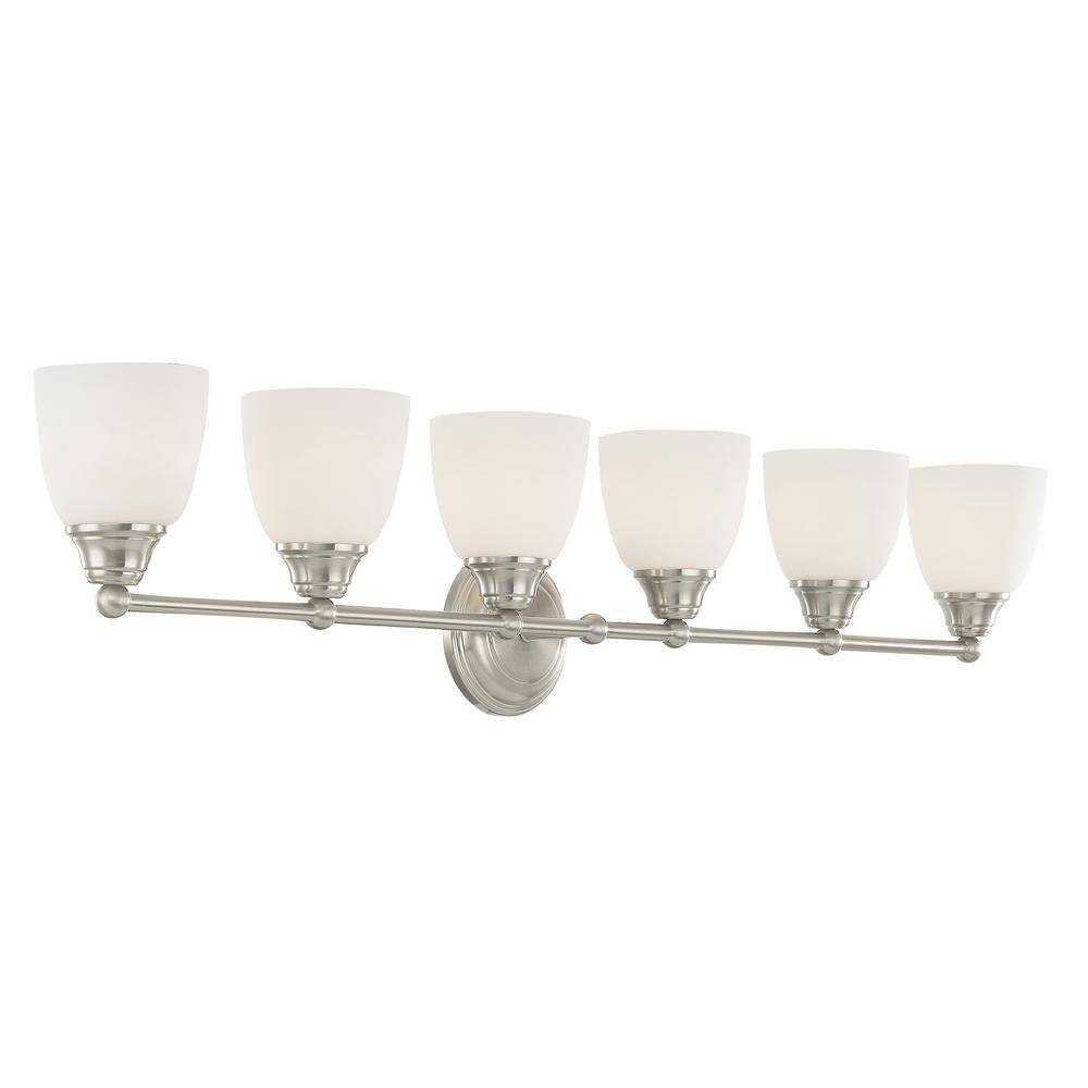 Somerville Brushed Nickel 6-Light Vanity with Satin Opal Glass