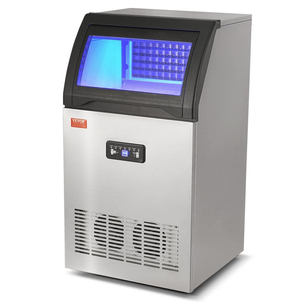 Commercial Ice Maker 120 lbs./24 H Ice Maker Machine Freestanding Cabinet Ice Maker with 33 lbs. Storage Capacity