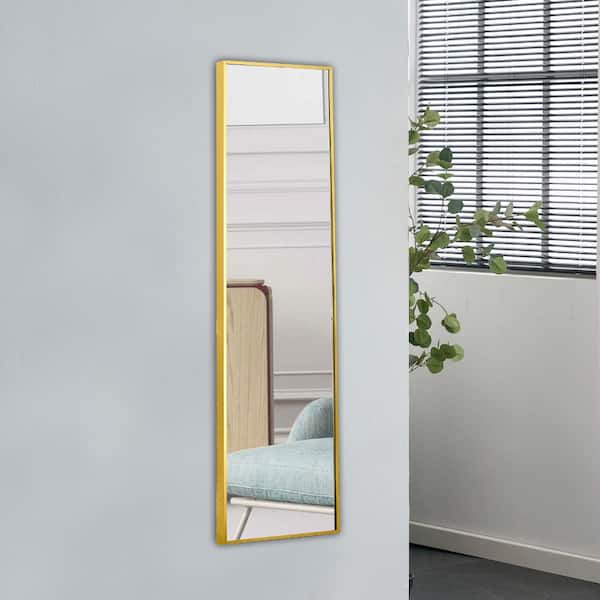 14 in. W X 48 in. H 4th Generation Gold Aluminum Alloy Metal Framed Full Length Mirror Wall Mounted Full Body Mirror