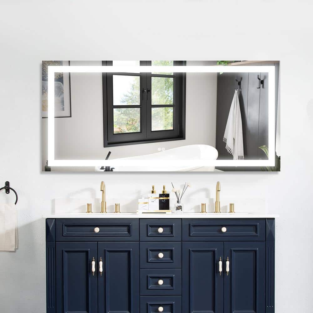ANGELES HOME 60 in. x 28 in. Large Bath Vanity Mirror with Lights MEMR2432FLA The Home Depot