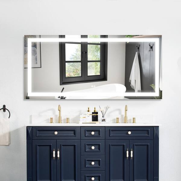 ANGELES HOME 60 In. X 28 In. Large Bath Vanity Mirror With Lights ...