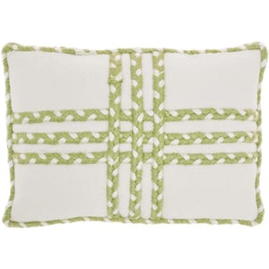 Green Stripes & Plaids 20 in. x 14 in. Indoor/Outdoor Rectangle Throw Pillow