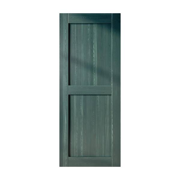 HOMACER 30 in. x 96 in. H-Frame Royal Pine Solid Natural Pine Wood Panel Interior Sliding Barn Door Slab with Frame