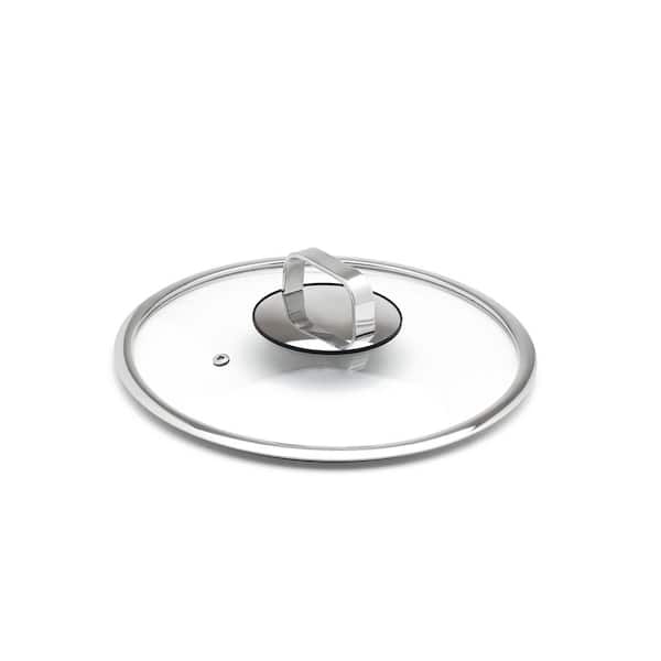 Diamond Clad 10 in. Stainless Steel Lid with Silicone Rim, Cool Touch Insulated Handle, Dishwasher Safe - Clear