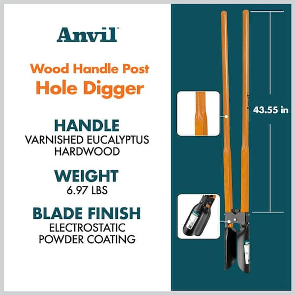 47 in. L Wood Handle Steel Post Hole Digger