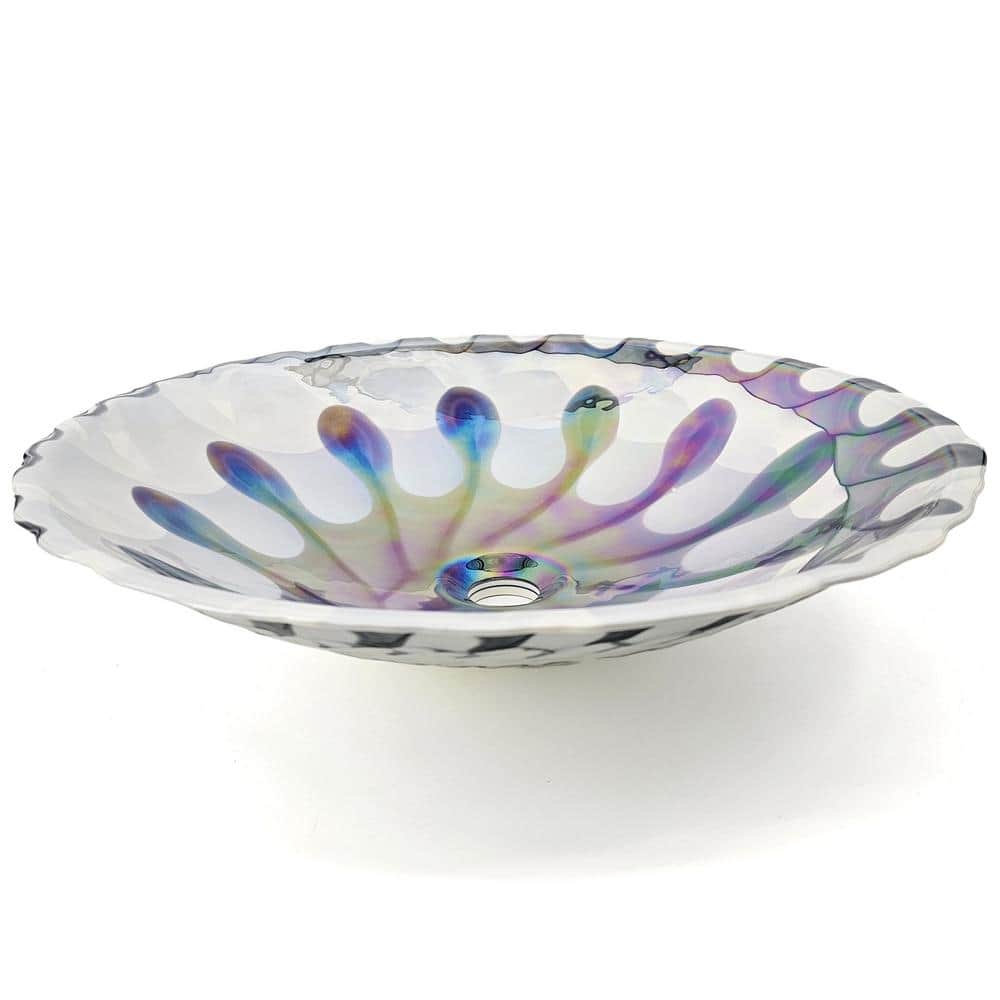 Murano 20.5'' Spira Luxe Pearl White Glass Vessel Sink