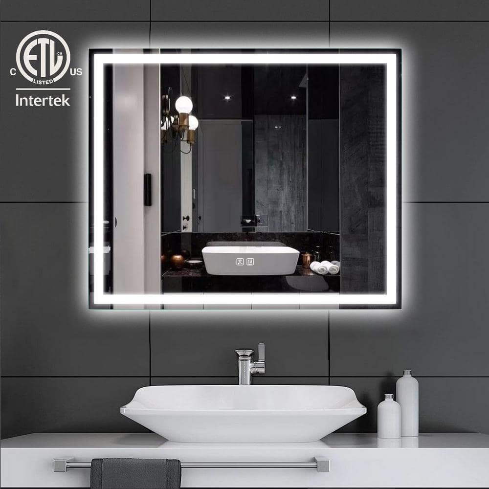 HOMLUX 36 in. W x 30 in. H Rectangular Frameless LED Light with 3-Color and  Anti-Fog Wall Mounted Bathroom Vanity Mirror 99C300479C The Home Depot