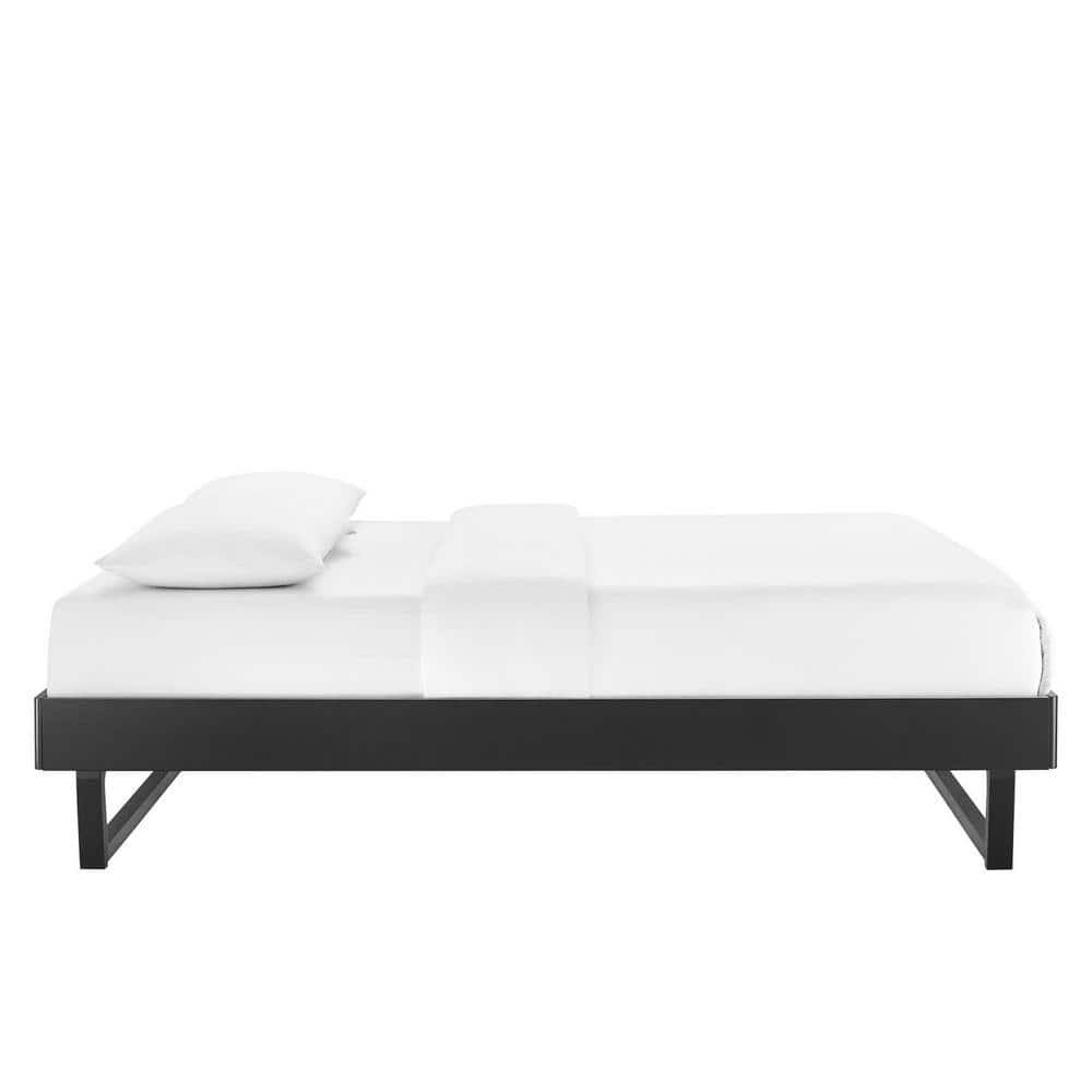 Mid-Century Modern Velvet Queen Platform Bed with Wood Frame