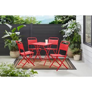 Mix and Match Metal Ruby Folding Outdoor Dining Chair (1-Piece)