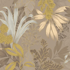 Metallic Hazelwood Coniferous Floral Unpasted Wallpaper Roll (Covers 56 sq. ft.)