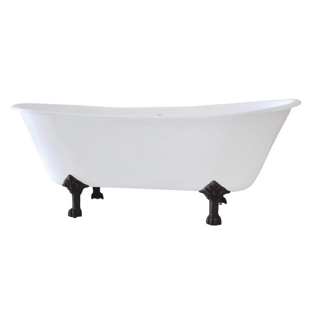 Aqua Eden 67 in. L Cast Iron Double Slipper Clawfoot Bathtub in White/Matte Black price history on PriceWatchPro