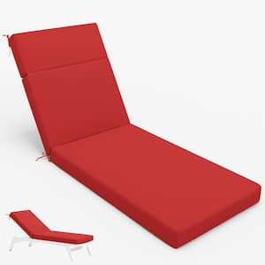 71 in. x 21 in. x 4 in. Outdoor Water-Resistant Replacement Chaise Lounge Seat Cushion Red