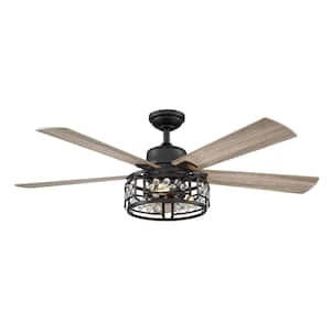 Divisadero 52 in. Indoor Oil Rubbed Bronze Crystal Ceiling Fan With Remote Control and Light Kit