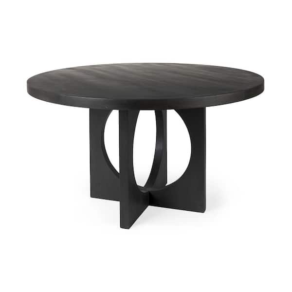Gray Wood 54 in. 4 Legs Dining Table Seats 6)
