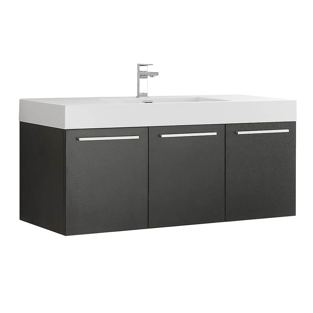Vista 47" Black Wall-Mounted Vanity with Integrated Sink