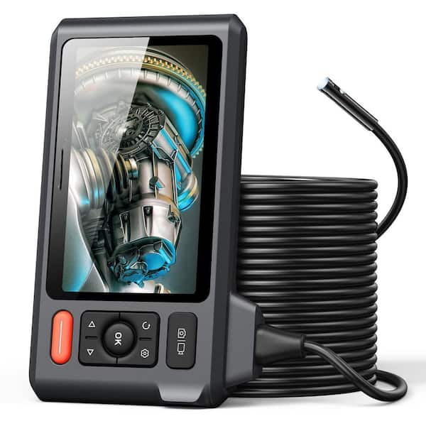 Triple Lens 5 in. Screen Industrial Endoscope Camera Waterproof Borescope with 50FT Cable Lights Split View