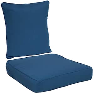 24 in. x 22 in. x 4 in. Deep Seating Outdoor Dining Chair Back and Seat Cushion Set in Blue