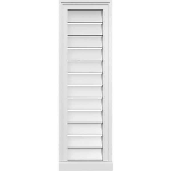 Ekena Millwork 12" x 38" Rectangular White PVC Paintable Gable Louver Vent Functional