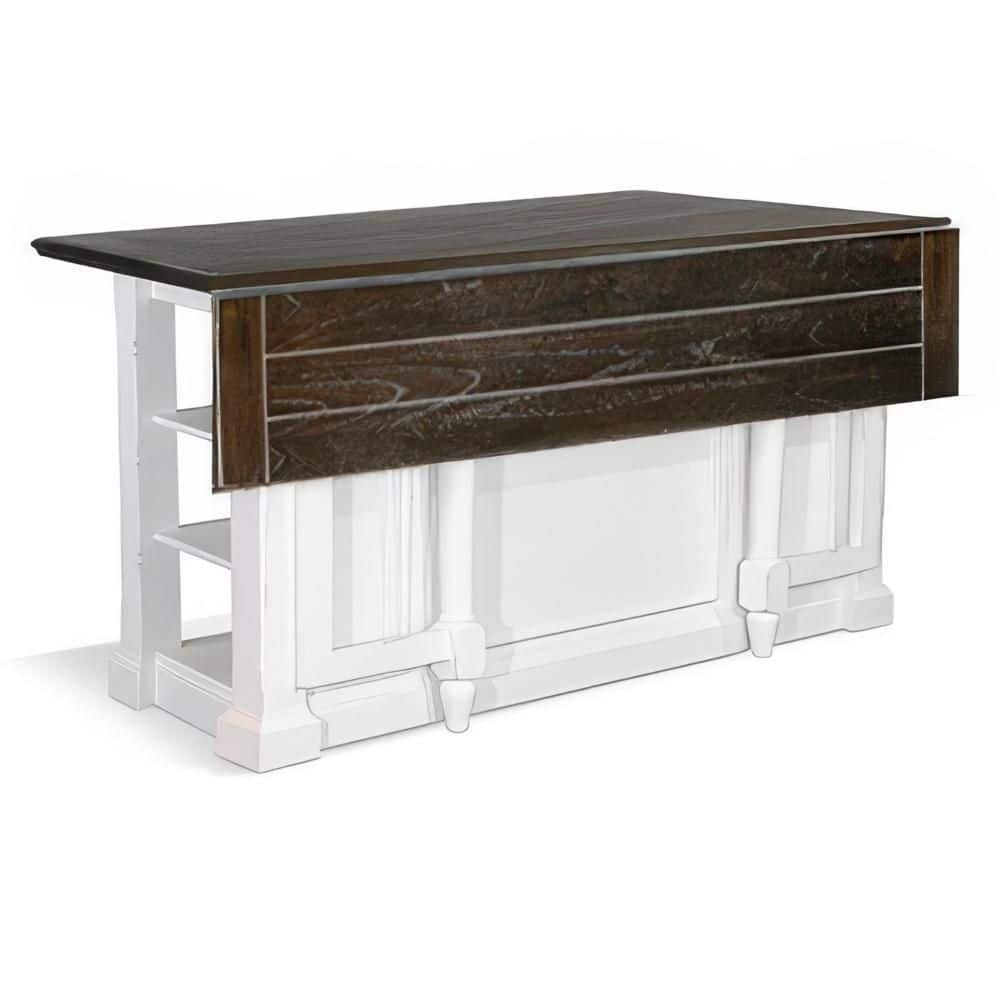 Orso Brown and White Mahogany Wooden 71.5 in. Kitchen Island with Storage Shelves