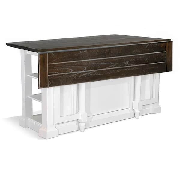 Orso Brown and White Mahogany Wooden 71.5 in. Kitchen Island with Storage Shelves