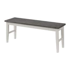 Monterey White Stain with Grey Stain Seat Solid Wood Dining Bench (19 in. H x 45 in. W x 15 in. D)