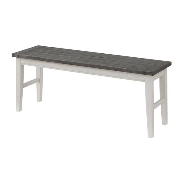 Martin Svensson Home Monterey White Stain with Grey Stain Seat Solid Wood Dining Bench (19 in. H x 45 in. W x 15 in. D)
