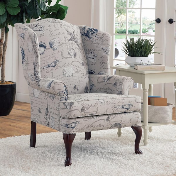 Unbranded Oceanside Gray Polyester Wingback Accent Chair
