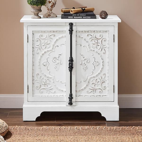 Art Leon RUSTIC White MDF TOP 31.7 in. Buffet Sideboard