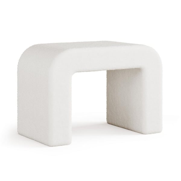 White Makeup Vanity Stool with Ergonomic Design, 23.62"L x 13.78"W x 18.1"H Modern Dressing Stool for Makeup,Bedroom