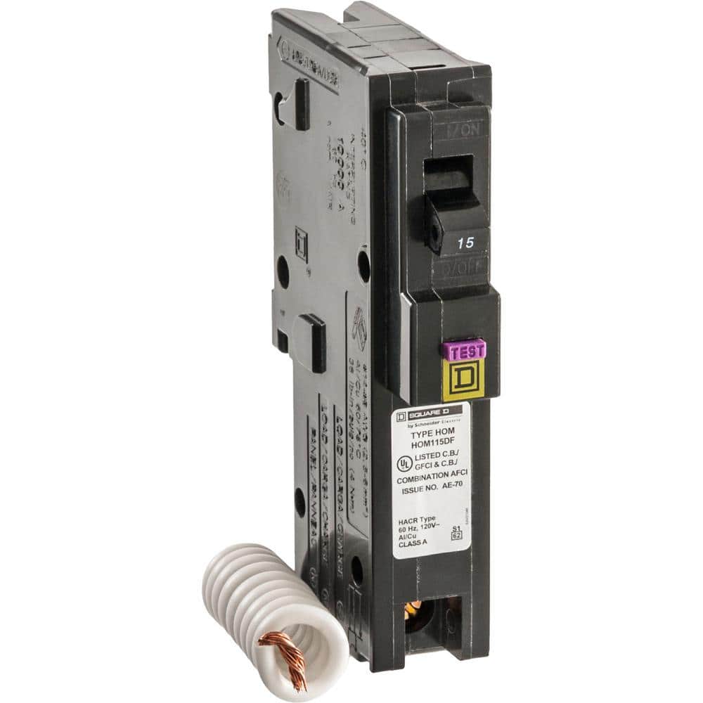 Square D Homeline 15 Amp Single-Pole Dual Function (CAFCI and GFCI) Circuit  Breaker HOM115DFC - The Home Depot